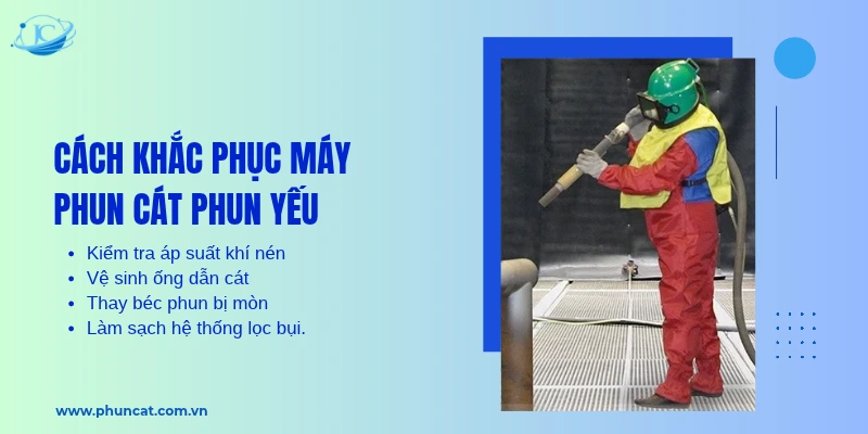 Cách khắc phục máy phun cát phun yếu Cách khắc phục máy phun cát phun yếu