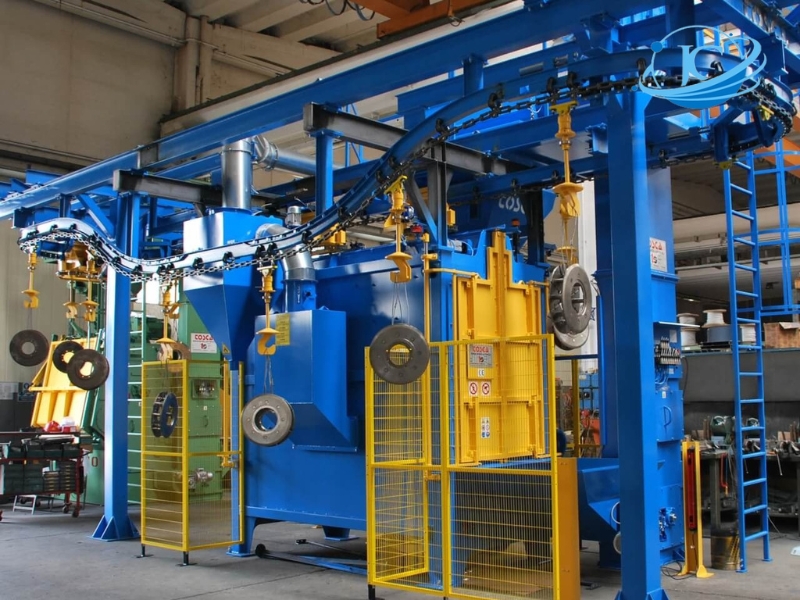Máy phun bi dạng băng tải